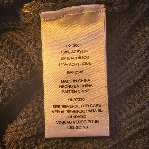 Almost Famous Top XL Crop Wide Ribbed Knit Black Long Sleeve Bibb Front Sweater - Picture 6 of 6